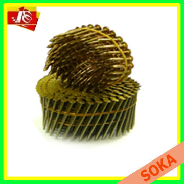 Yellow zinc screw coil nail/pallet coil nail