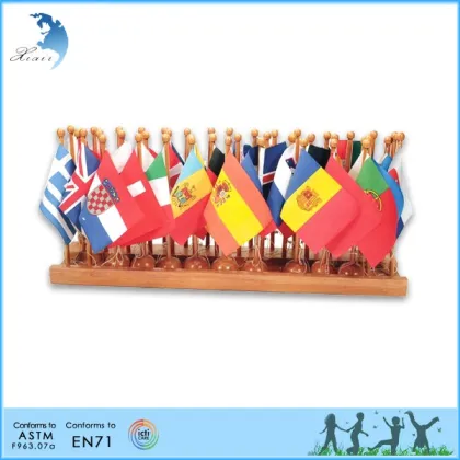 Hot sale Montessori teaching wooden aids , flags stand of the world