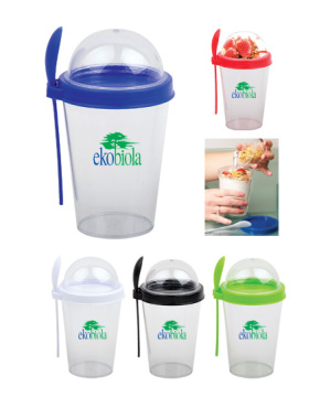 Custom Printed Salad Shaker / Yogurt Cup with Spoon - OEM Factory YC1075
