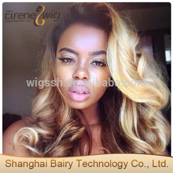 Eirene 1b 27 honey blonde ombre straight virgin brazilian human hair full lace wig