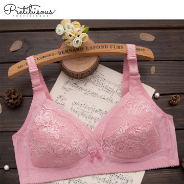 Women soft cup bra lace wireless padded bra