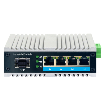 Gigabit Interrupteur Ethernet industriel non géré avec des ports 4x 10/100/1000m RJ45 et 1x 1000Base-X SFP Port de liaison montante
