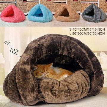 Pet Cat Dog Triangle Bed House Kennel Winter Warm Soft Solid Plush Mat Bedding Cave Basket Washable Nest 2020 New