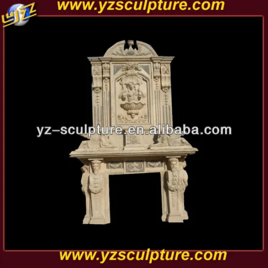 Outdoor classic antique Huge Double Stone Fireplace Mantel