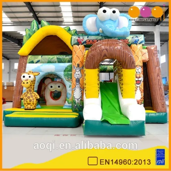 AOQI cheap price Safari Park inflatable combo jumper with slide for kids