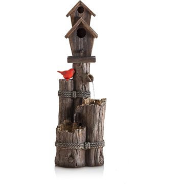 35" Tall Outdoor 3 Tier Birdhouse Water Fountain