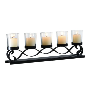 Black Iron Candle Stand Rack Shelf Hold 5 Candles