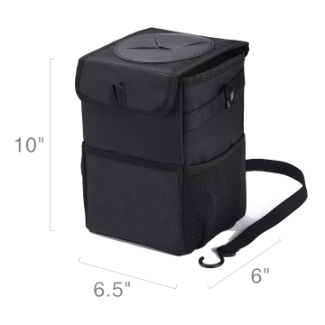 Multipurpose Waterproof Car Trash Can with Storage Pockets and Lid