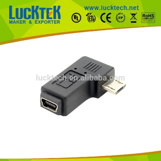 Right angled Micro USB male to Mini USB 5pin female adapter
