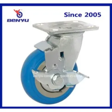 8 Inch Heavy-Duty Caster Blue Wheels Side Brake