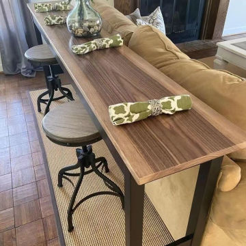 8 Seater Commercial Wood Top Metal Leg Bar Table