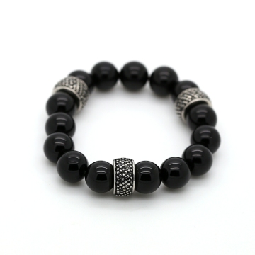 Custom agate stone+stainless steel bracelet
