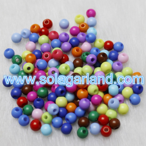 4MM Round Acrylic Opaque Spacer Pony Beads Charms For Jewelry Making