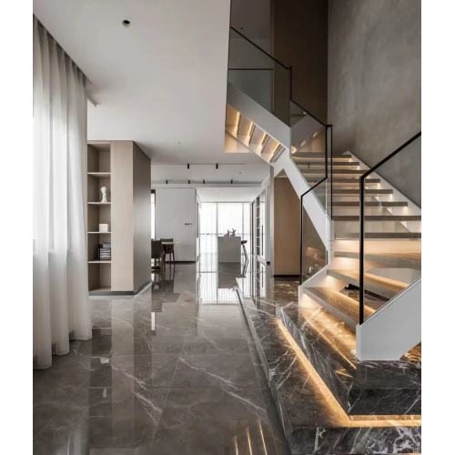 حار بيع المنزل استخدام خطوات الرخام الطراز الحديث سلالم سترينجر مزدوجة