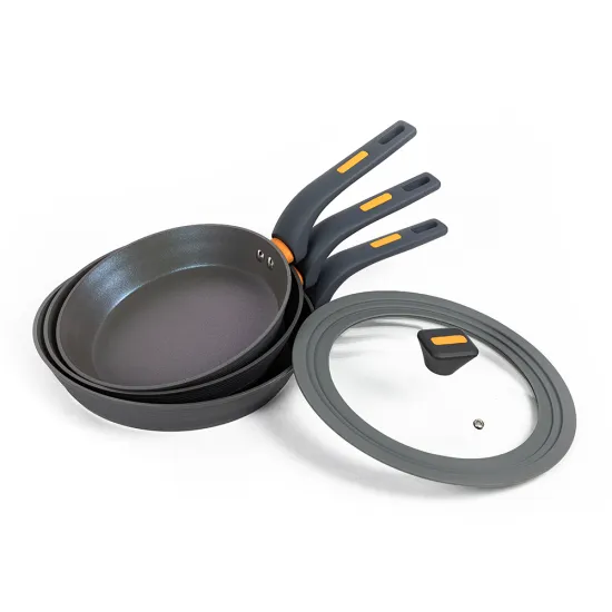 Smartpan Household Aluminium Cookware Set: Universal Silicone Lids & Non-stick Frying Pan