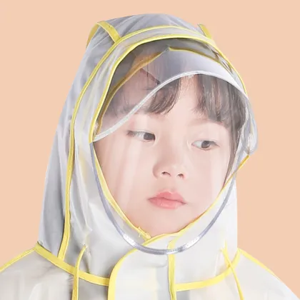 Little Boy's Transparent Rain Poncho for School Cartoon Character