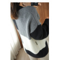 Korean version V-neck matching color lacing coat