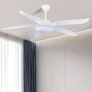 Modern 50" White/Black LED Ceiling Fan with DC Motor, Remote Control, High Air Volume, and CE Certification