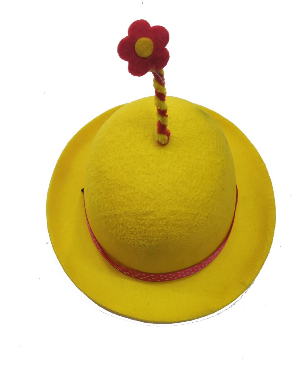 Chapéu amarelo fofo com pequena flor