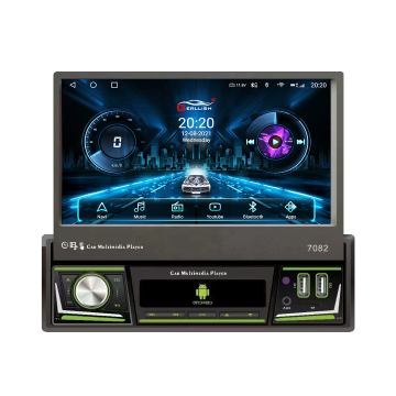 1Din Android Car DVD Player - 7 Inch Touch Screen IPS Retractable Multimedia Unit