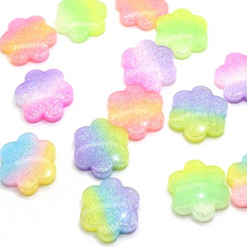Hot Selling Gradient Colorful Flower Shaped Resin Cabochon For Handmade Craft Resin Beads Charms Toy Phone Decor