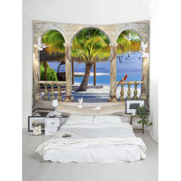 Tapestry Wall Hanging Beach Sea Series Tapestry Tropical Style Sunrise Coconut Tree Tapestry for Bedroom Home Dorm Decor