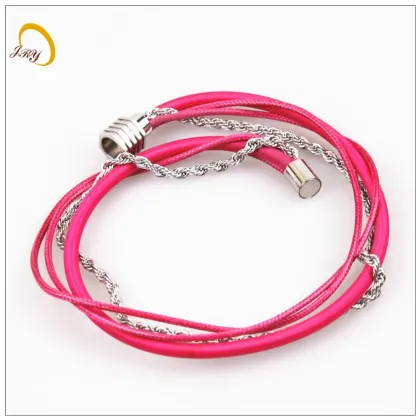 Fashion Red Leather Bracelet For Women Multilayer Woven Hand Rope