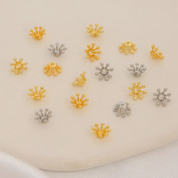 Capa de cuentas chapadas doradas de 14k Diy Antigua horquilla con núcleo de girasol - Capas de cuentas de 8 mm de estilo chino