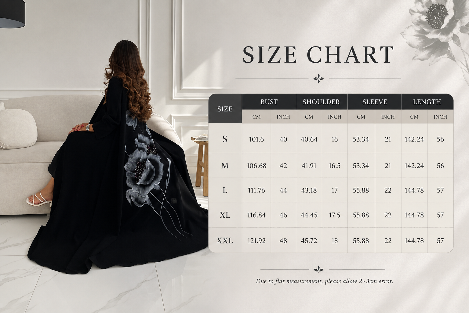Floral Beaded Open Abaya Cardigan