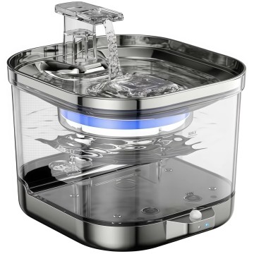 Modern Pet Water Fountain Automatic Smart Stainless Steel Filtered Drinking Dispenser Wireless Rechargeable for Small Animals
