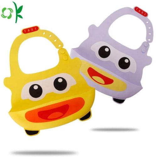 Cute Taxi Car Silicone Baby Bibs