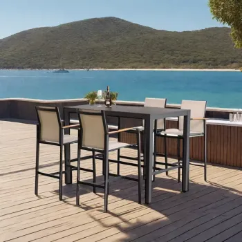 Hot-Sale Waterproof Commercial Outdoor Aluminum Bar Set - Stools, Tables, and Chairs for Garden Furniture