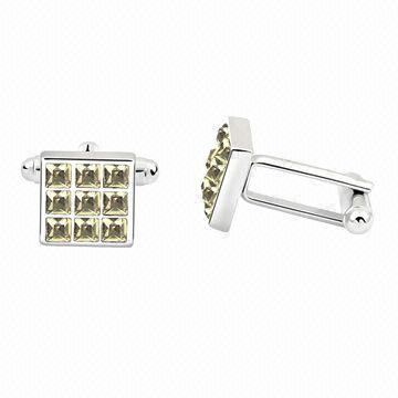 Customized Cufflinks, Available in Various Color and Styles, Decorated with Rhinestones