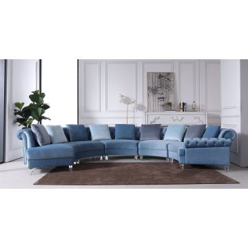 Contemporary Velvet Curved Sectional Sofa