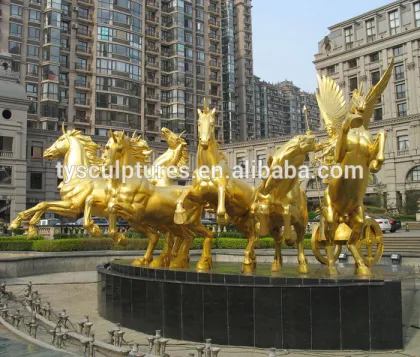 30 years factory supplied famous large size bronze Apollo chariot and eight horses sculpture for decoration