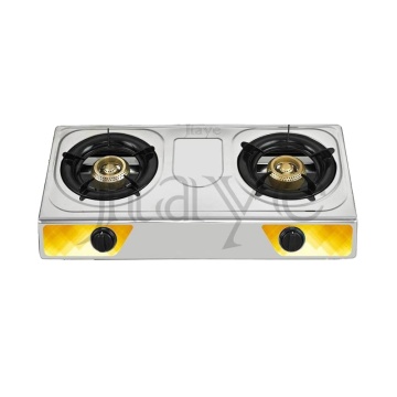 JIAYE Stainless Steel Table Gas Stove 2 Burner Gas Cooker