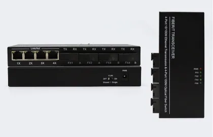 100Mbps Four Optic and Electric Fiber Optic Transceiver