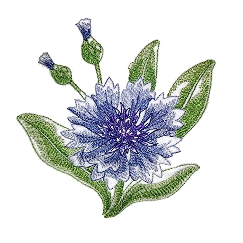 Cornflower Single Embroidered Iron On Patch