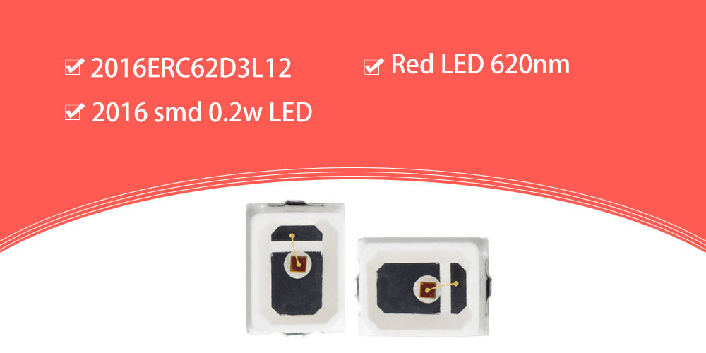 2016ERC62D3L12 2016 Red SMD Standard LEDs 620nm LED Emitters