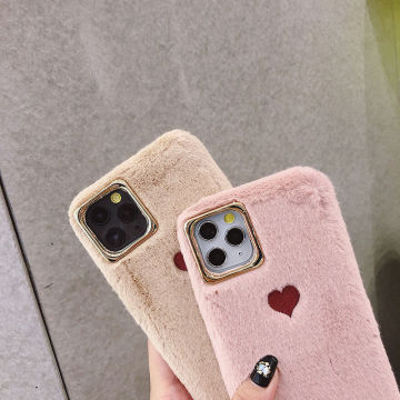 Cute love heart plush Phone Case embroidery