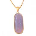 Real Agate Necklace with Druzy Crystal Pendant and gold Chain