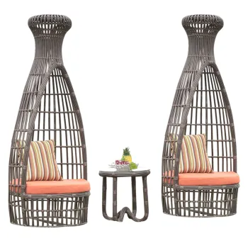 Outdoor Hotel Sea View Room: Rattan Furniture & Balcony Seating