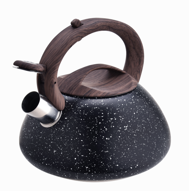 Woodlike Handle Marble Whitle Coffee Kettle