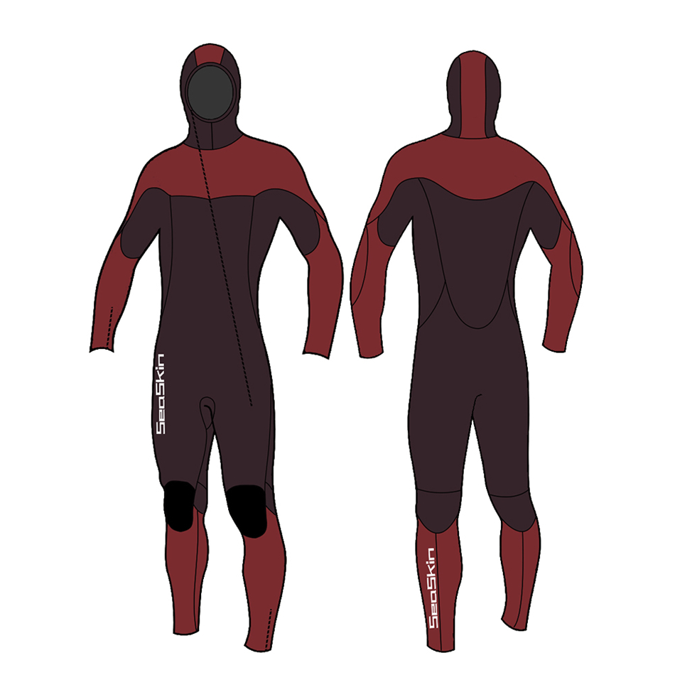 Seaskin Mens One Piece 5/4mm dengan Wetsuit Berajah