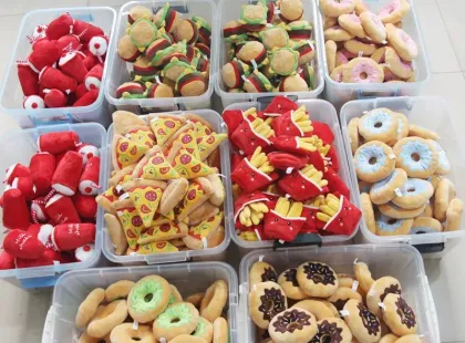 simulated food Burger Fries Shake Pizza dog toy