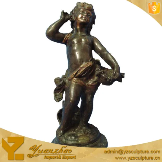 Western Carved Antique Bronze Nude Little Boy Children Statue for decoration