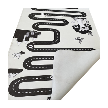 Interactive Crawling Children's Mat with Print Roads for Cars, Trucks, Trains and Stroller Blanket in Square Shape - Small Size Play Mat