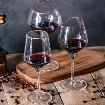 custom gold rim glass wine glasses for Wedding
