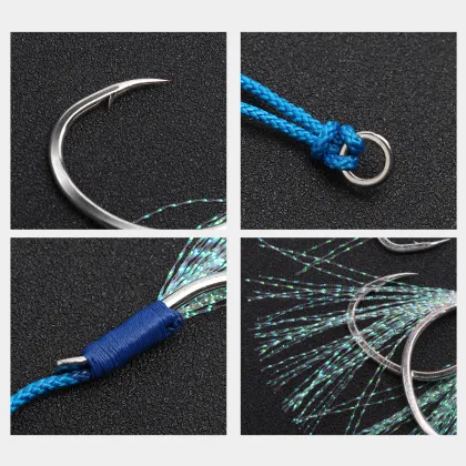 2pcs/Lot Fishing Hooks Sea Fish Assist Jig Feather Lure for Attracting Fish