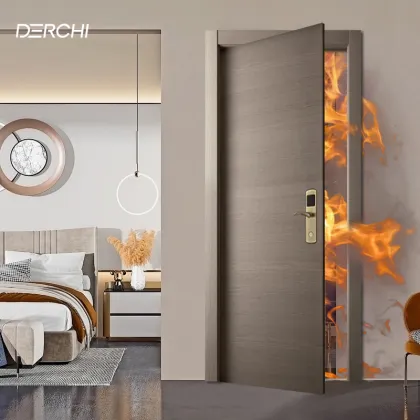 DERCHI Factory Nature Veneer Composite Solid Wood Door